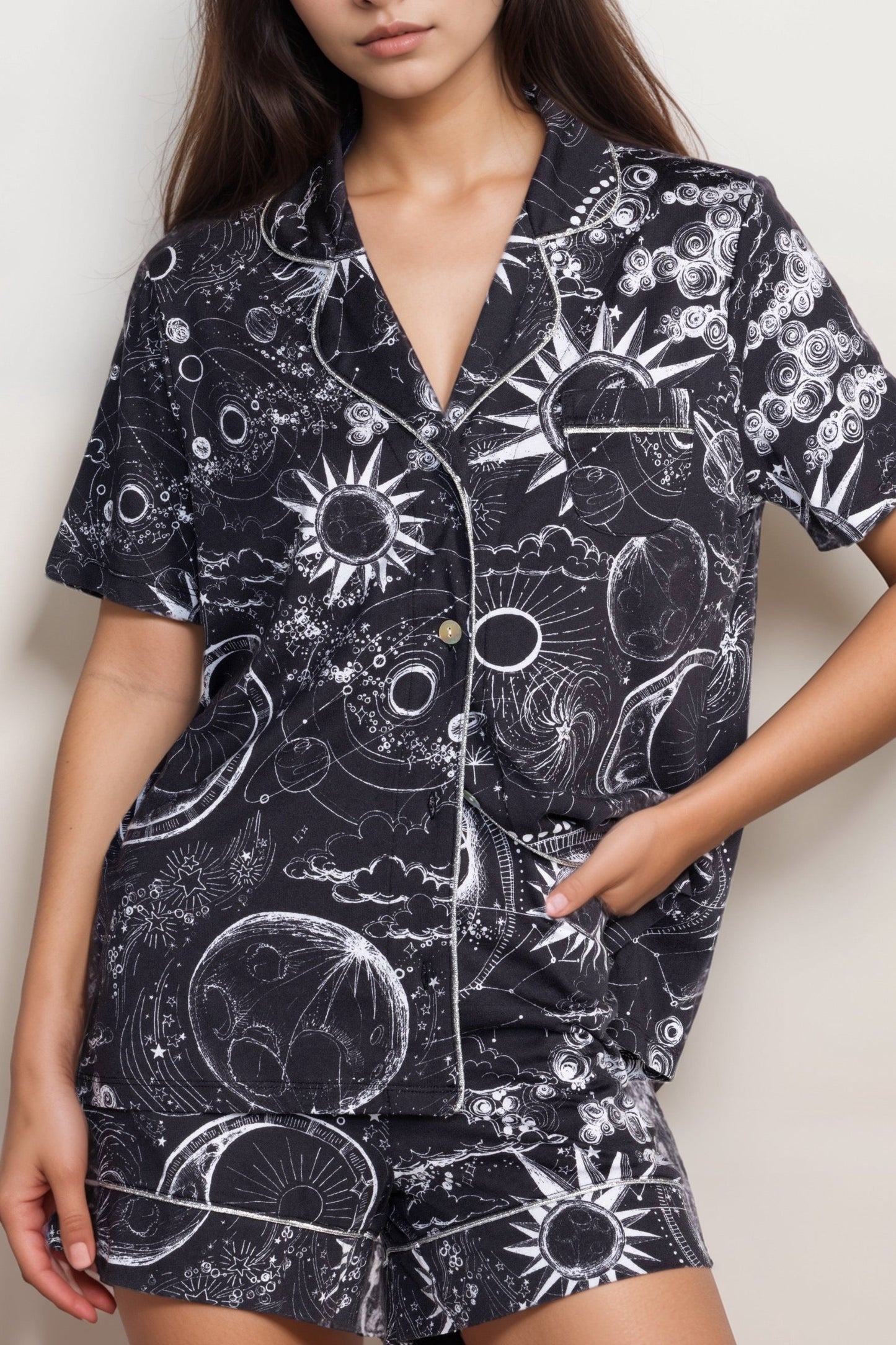 Johnny Was Black Mina The Short Pajama Set MS8424-M