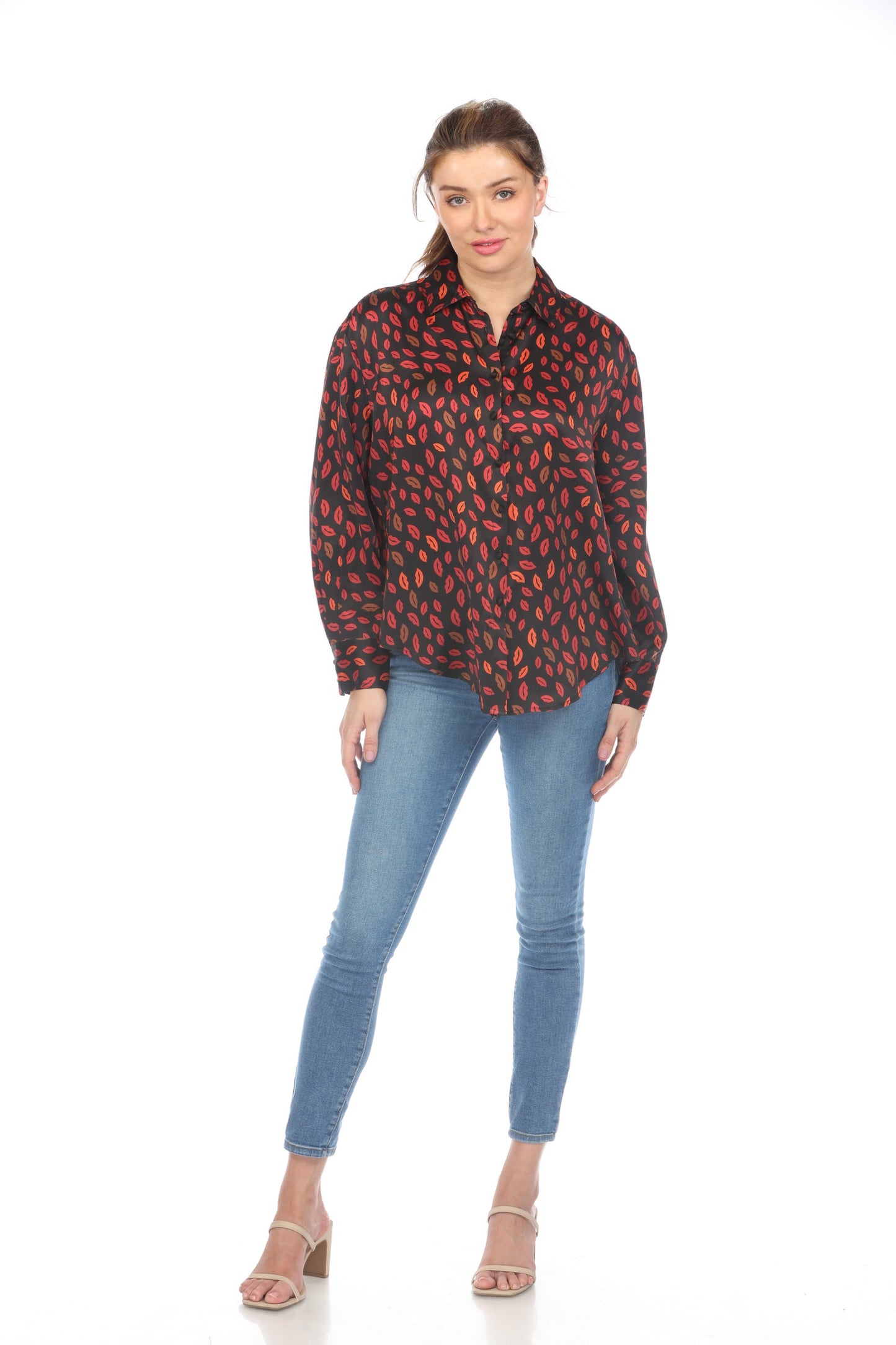 Johnny Was Workshop Amora Boxy Charmeuse Shirt W13523