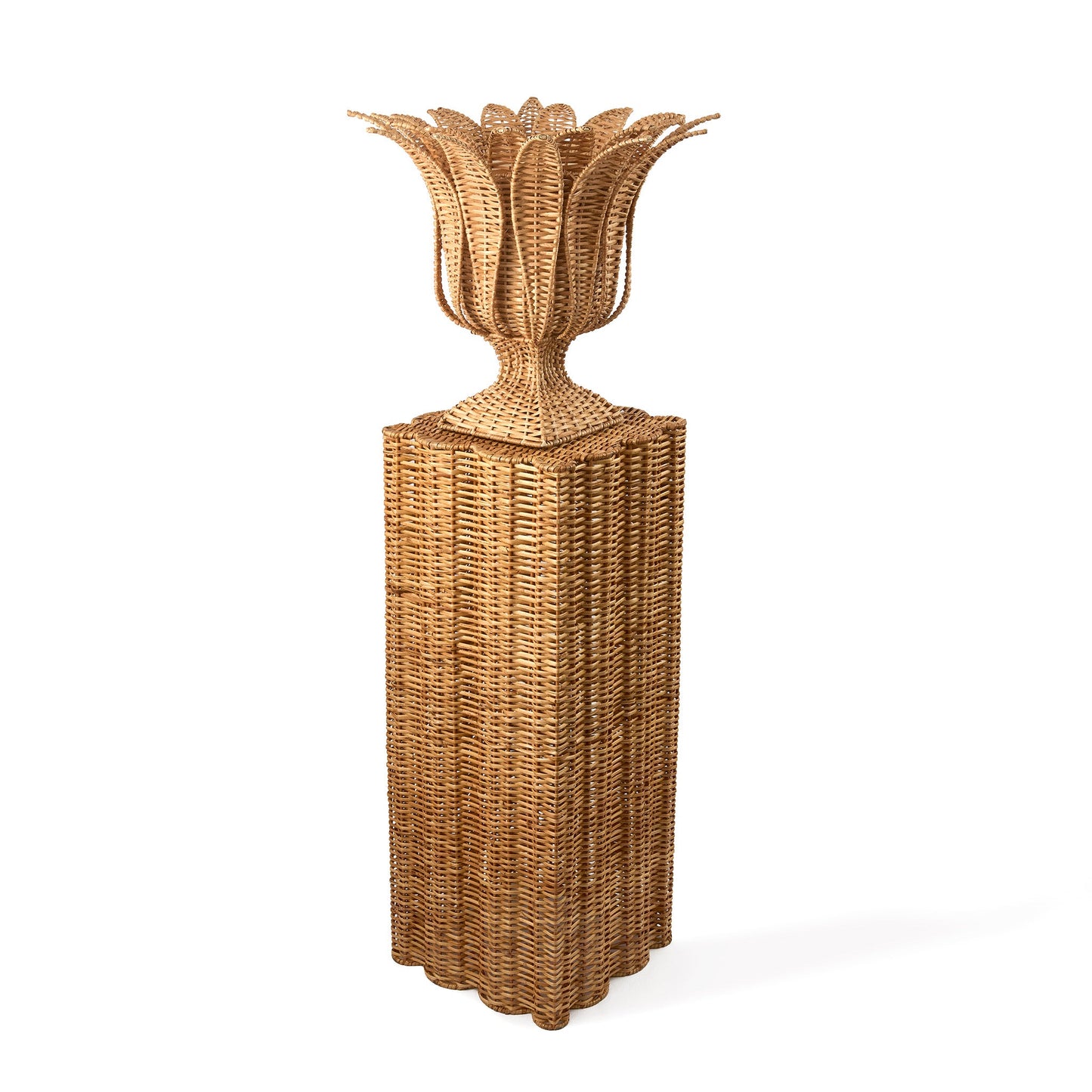 Palm Rattan Urn & Pedestal