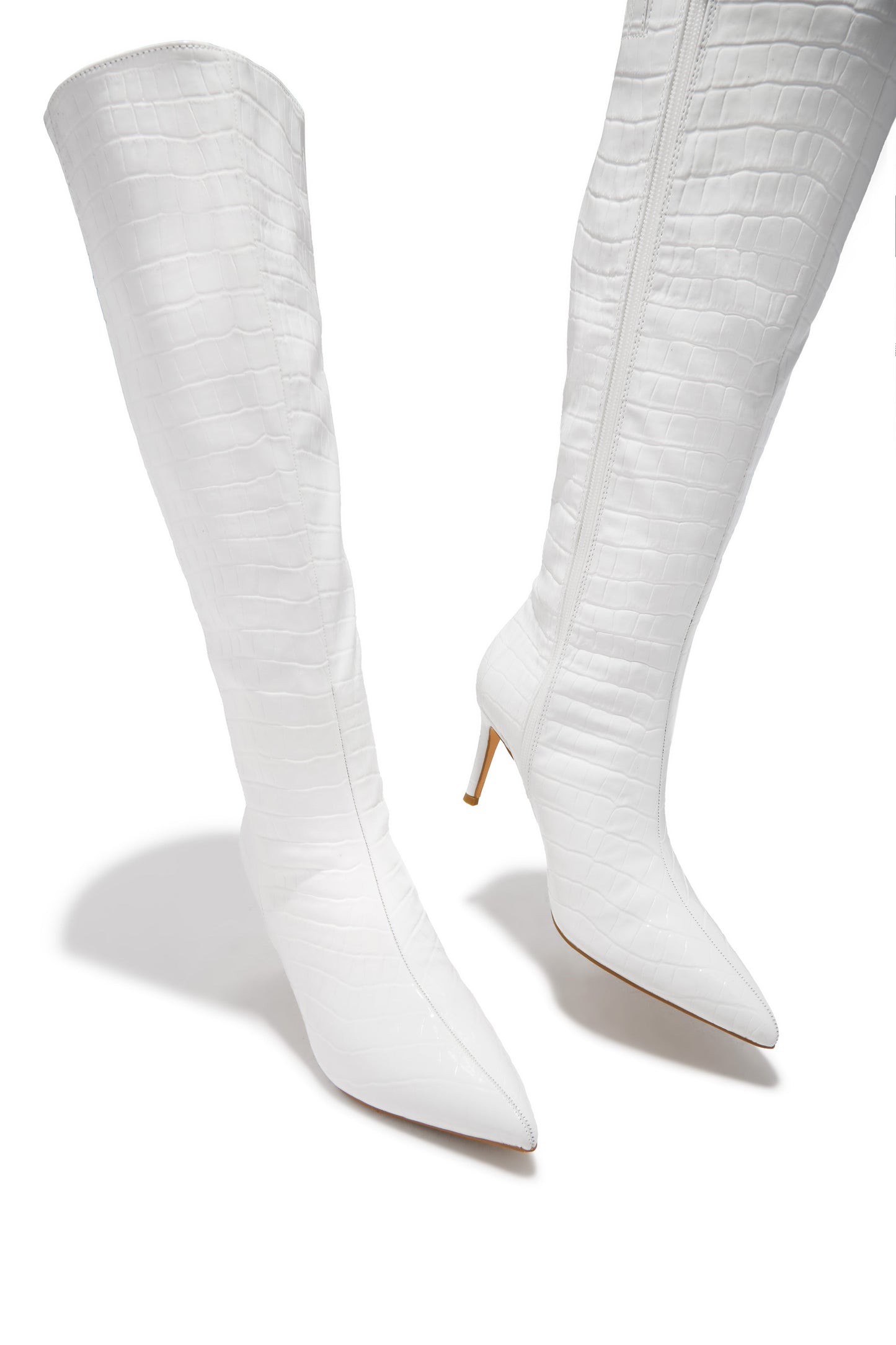 Chrissy Mid Heel Boots - White