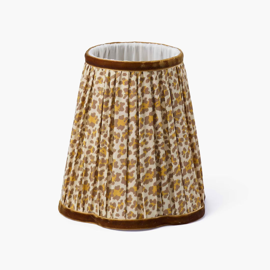 Bamboo Short Rechargeable Lamp with Natural Leopard Shade (14cm)