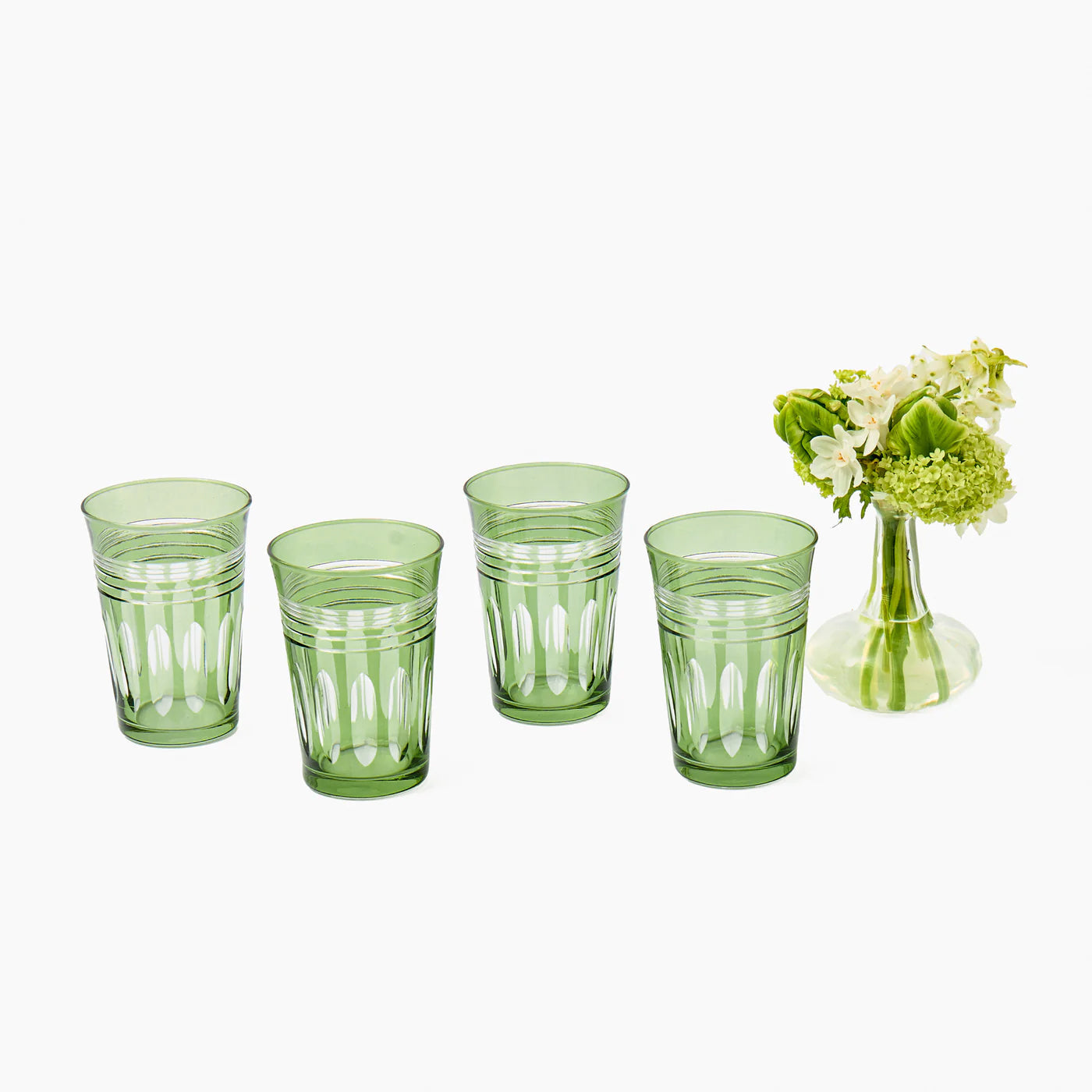 Green Sylvie Engraved Water Glass (Set of 4)