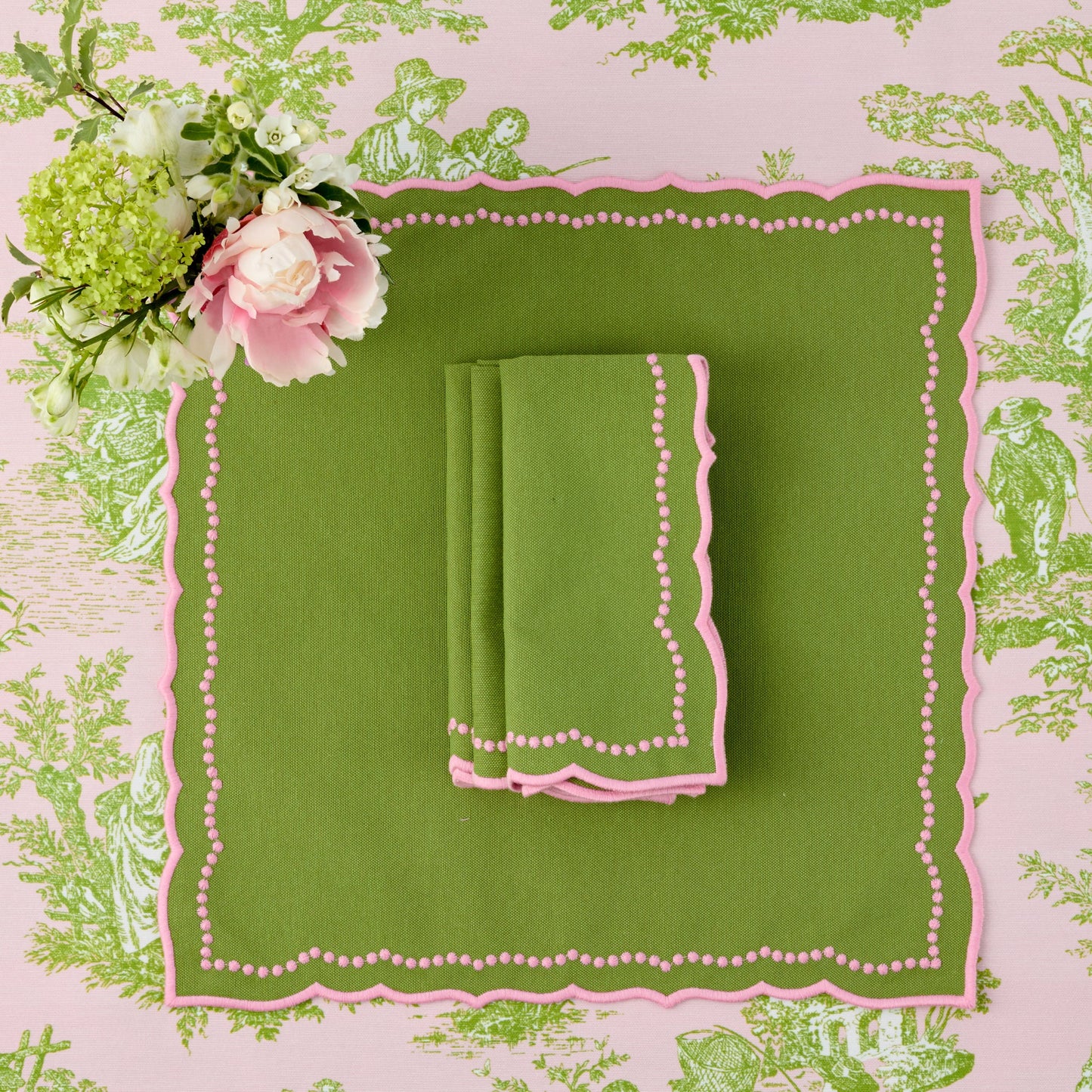 Green & Pink Gisele Napkins (Set of 4)