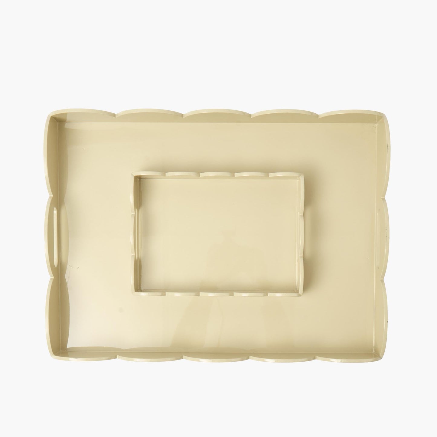 Putty Lacquer Scalloped Tray