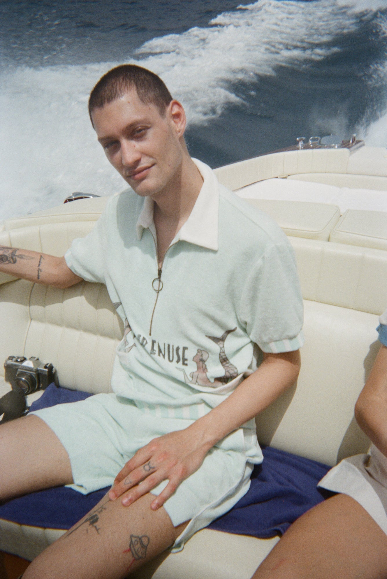 'Le Sirenuse' Half-Zip Cabana (Mint)