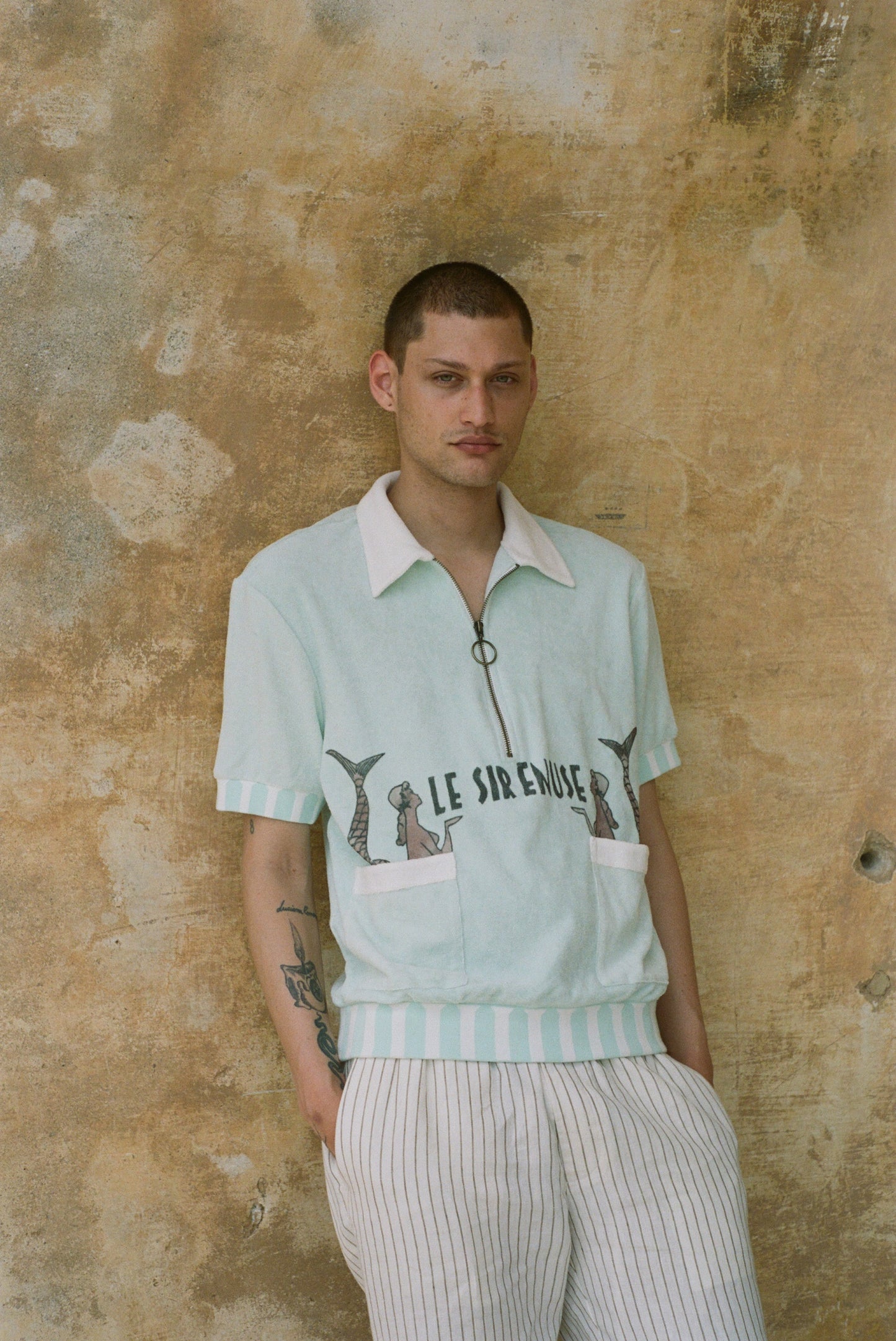 'Le Sirenuse' Half-Zip Cabana (Mint)