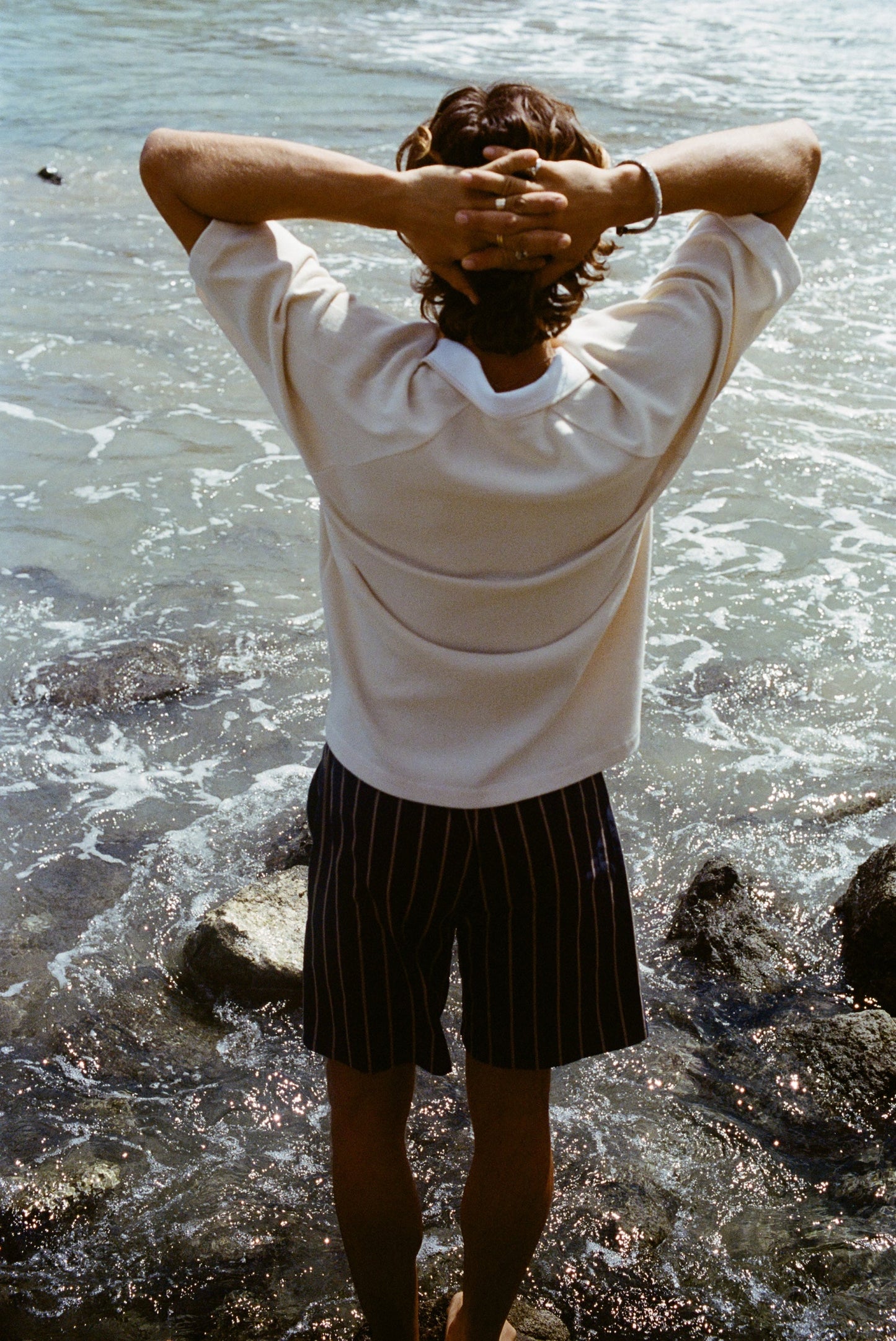 Easy-Going Shorts (Navy Jacquard Stripe)