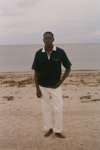 Raglan Mesh Polo (Black)