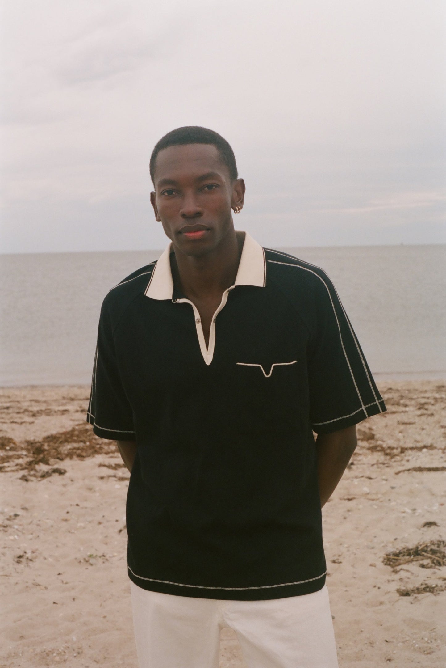 Raglan Mesh Polo (Black)