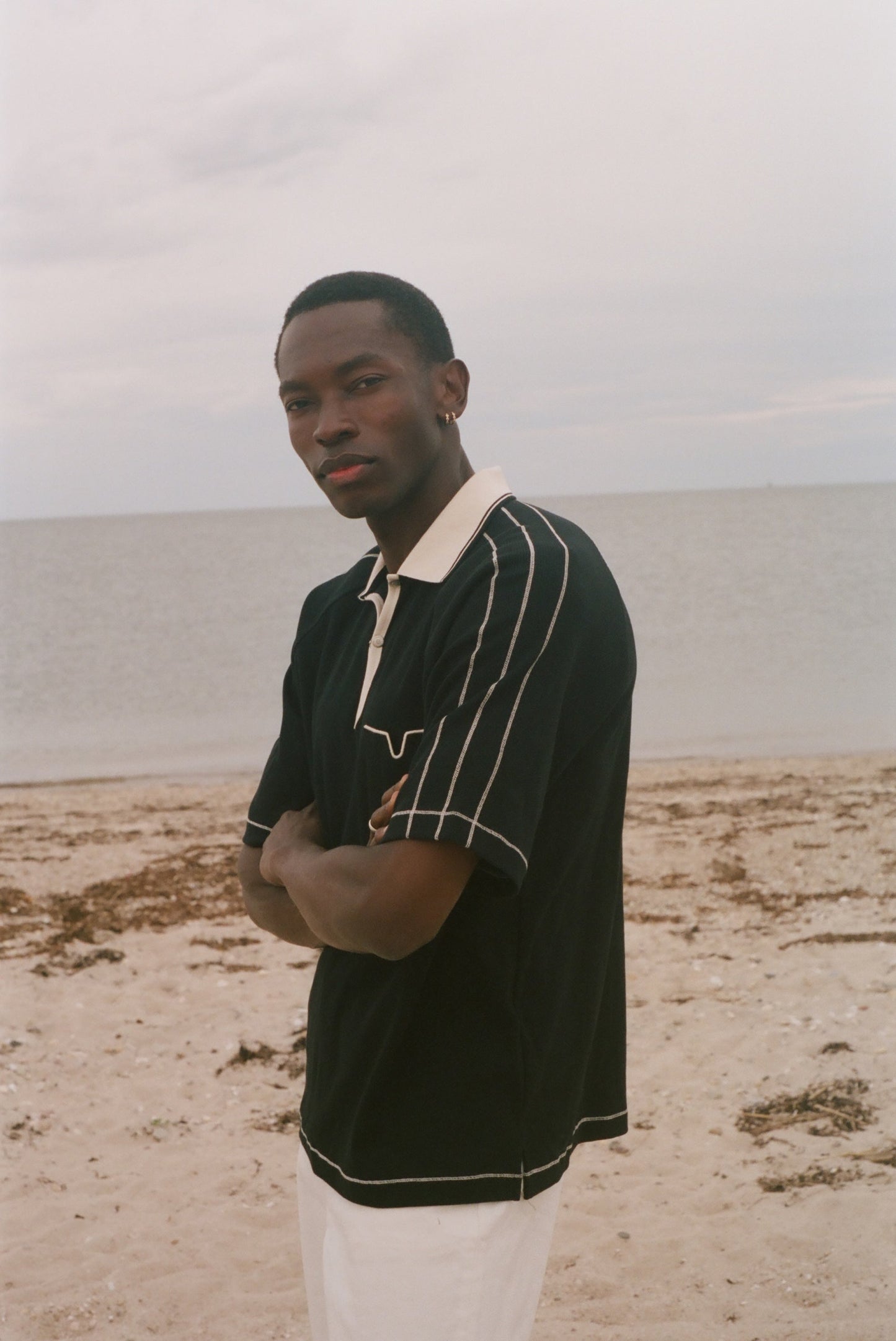 Raglan Mesh Polo (Black)