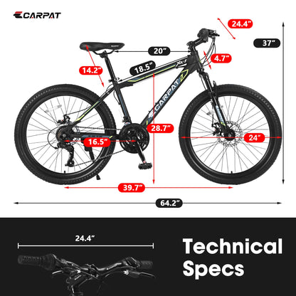 26" Adult Mountain Bike | 21-Speed, Dual Disc Brakes & Dual Shock Absorption