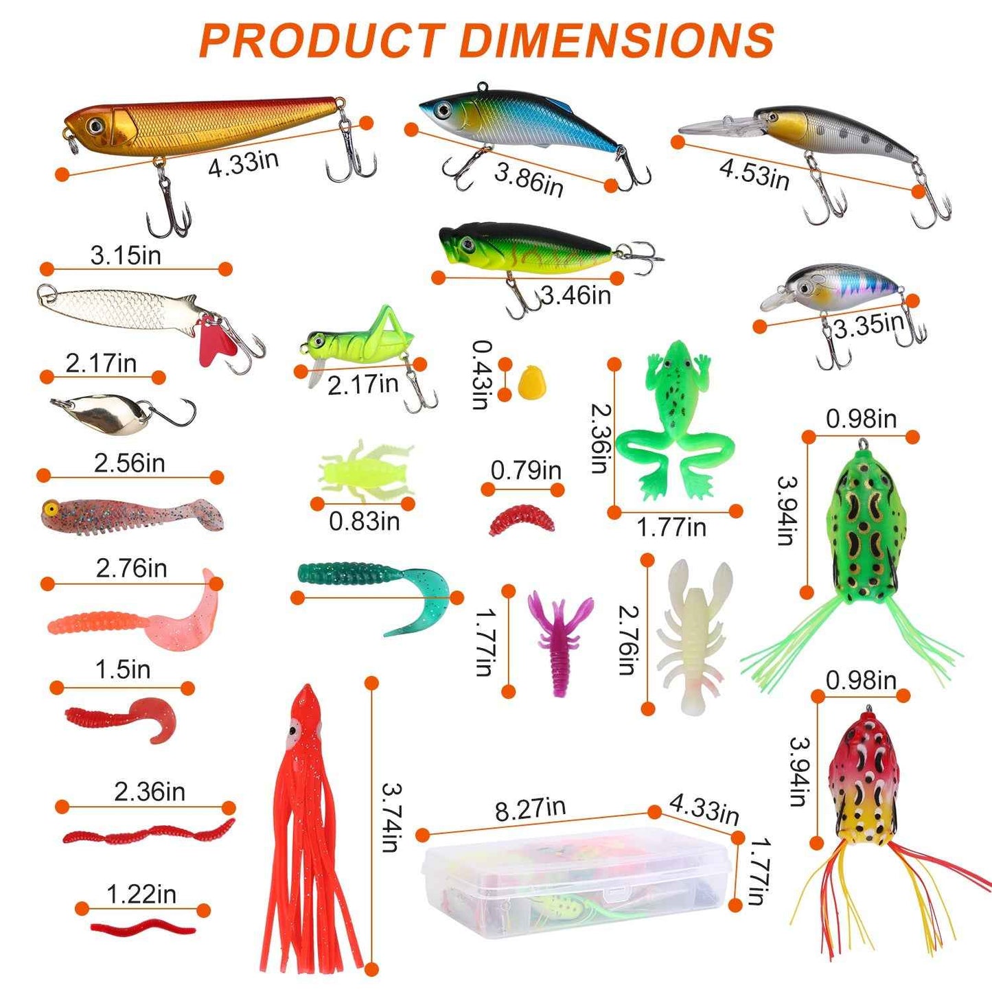 375-Piece Fishing Lure & Bait Kit with 2-Layer Tackle Box