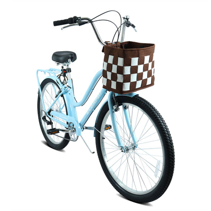 26" City Commuter Bike | 7-Speed, Detachable Basket, Built-In Lock & Rear Rack