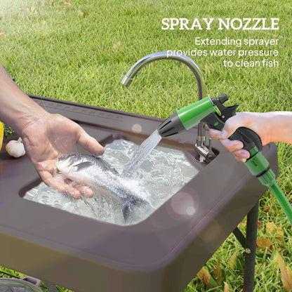 Folding Fish Cleaning Table with Sink, Faucet & Sprayer – Portable Camp Table