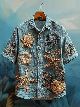 Men's Retro Animal Print Short-Sleeve Shirt