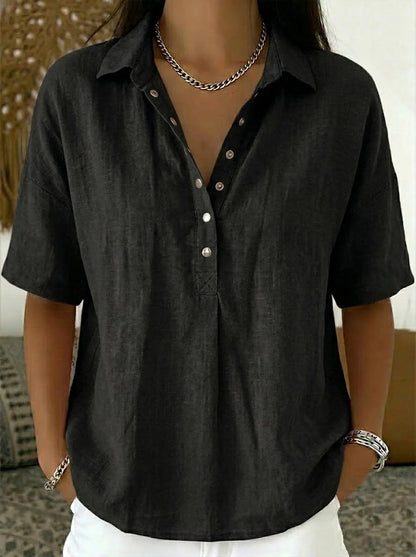 Women's Short-Sleeve Button Pullover Shirt