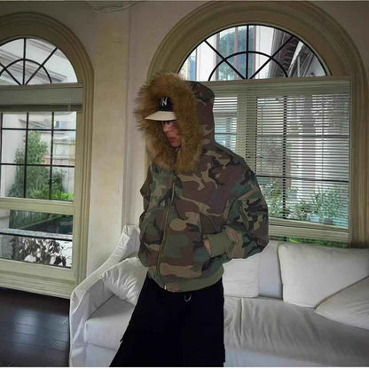 Men's Double-Sided Camouflage Padded Jacket – Reversible Warm Outerwear