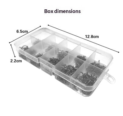 Bulk Fishhook Box – Perforated Black Fishing Hooks, 100 to 600 Pieces