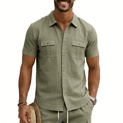 Men's Multi-Pocket Cargo Short-Sleeve Shirt
