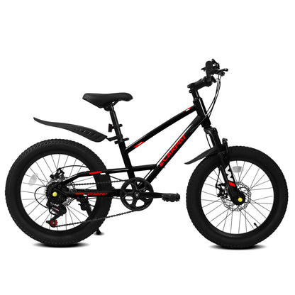 20" Kids Mountain Bike | Ages 6-12, 7-Speed, Front Disc Brake & Suspension