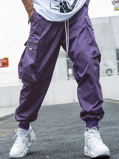 Men's Multi-Pocket Cargo Pants – Loose Fit, Drawstring, 7 Colors, S–3XL