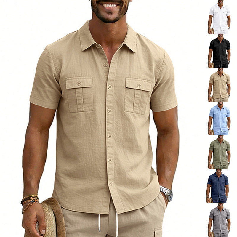 Men's Multi-Pocket Cargo Short-Sleeve Shirt