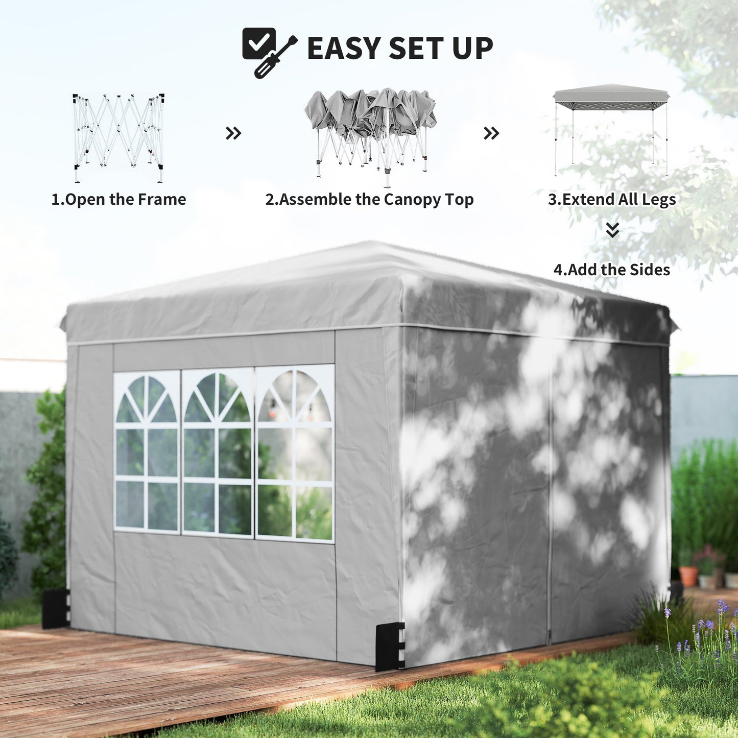 10x10 FT Pop-Up Canopy Tent with Sidewalls | UPF50+ Gazebo for Parties & Events