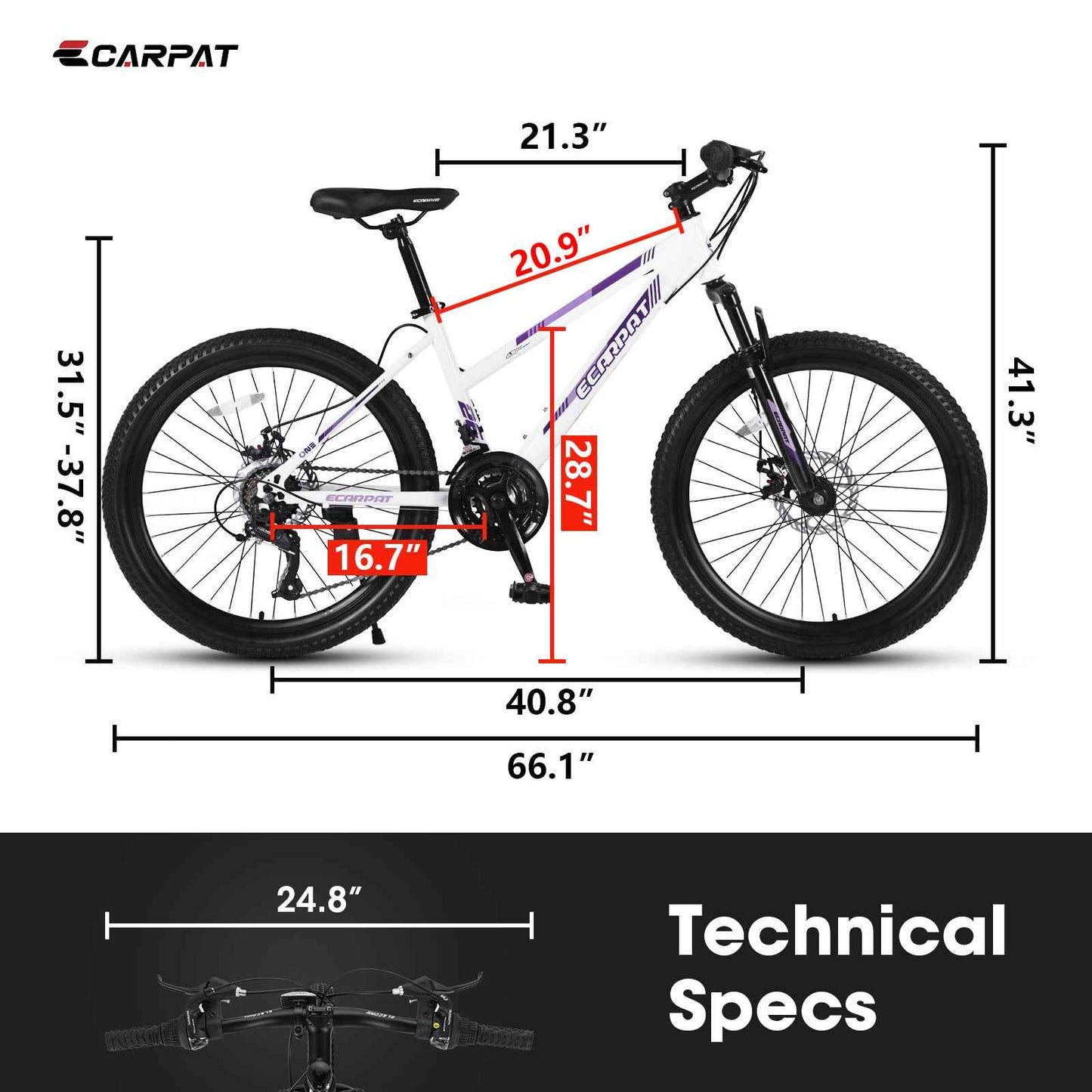 26" Girls & Women's Mountain Bike | Shimano 21-Speed, Dual Disc Brakes & 100mm Suspension