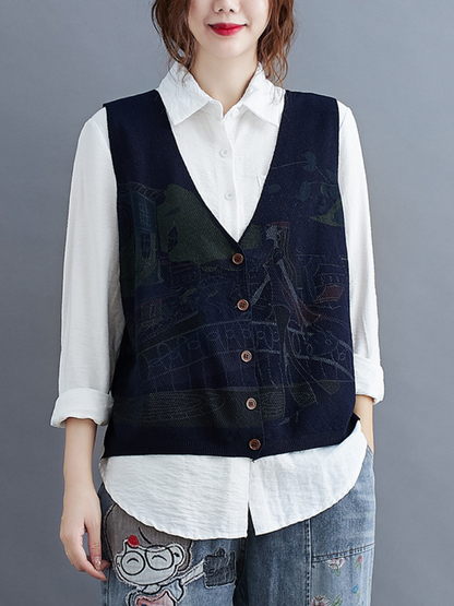 Trendy Women's Print Knitted Cardigan | Eva Trends