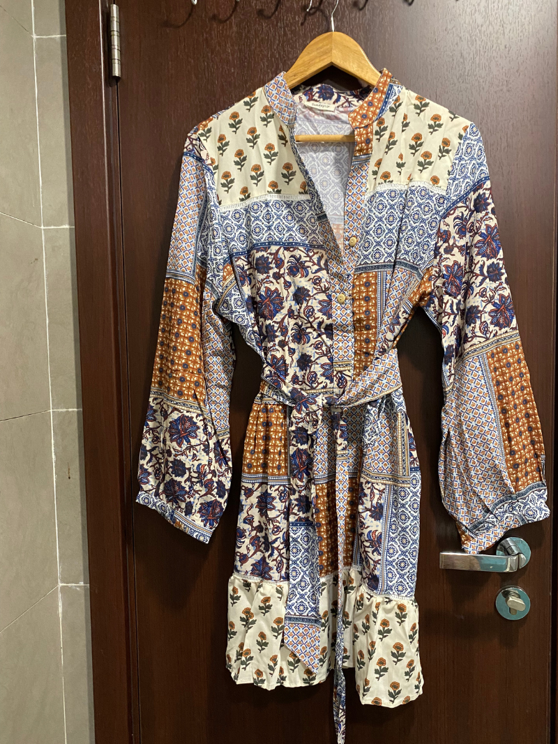 Women's Any Occasion Plant Flowers Button-Up Belted Shirt Dress