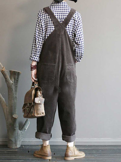 Relaxed Cotton Overalls with Adjustable Straps & Pockets
