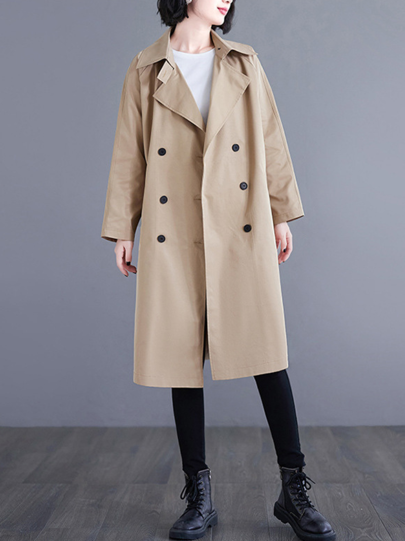 Minimal Acrylic Double-Breasted Women's Trench Coat for Elevated Everyday Style