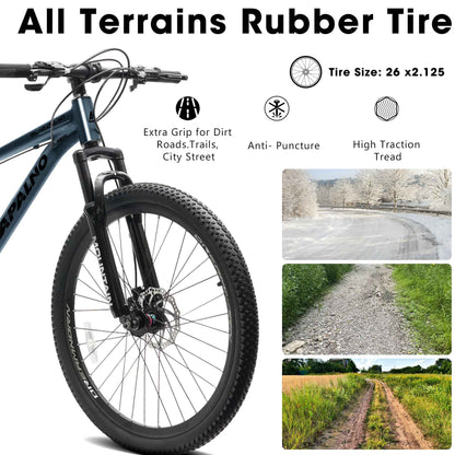 26" All-Terrain Mountain Bike | 21-Speed, Mechanical Disc Brakes & Front Suspension