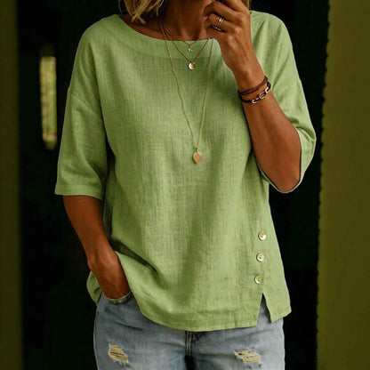 Women's Asymmetric Button Casual Top – Relaxed Everyday Blouse