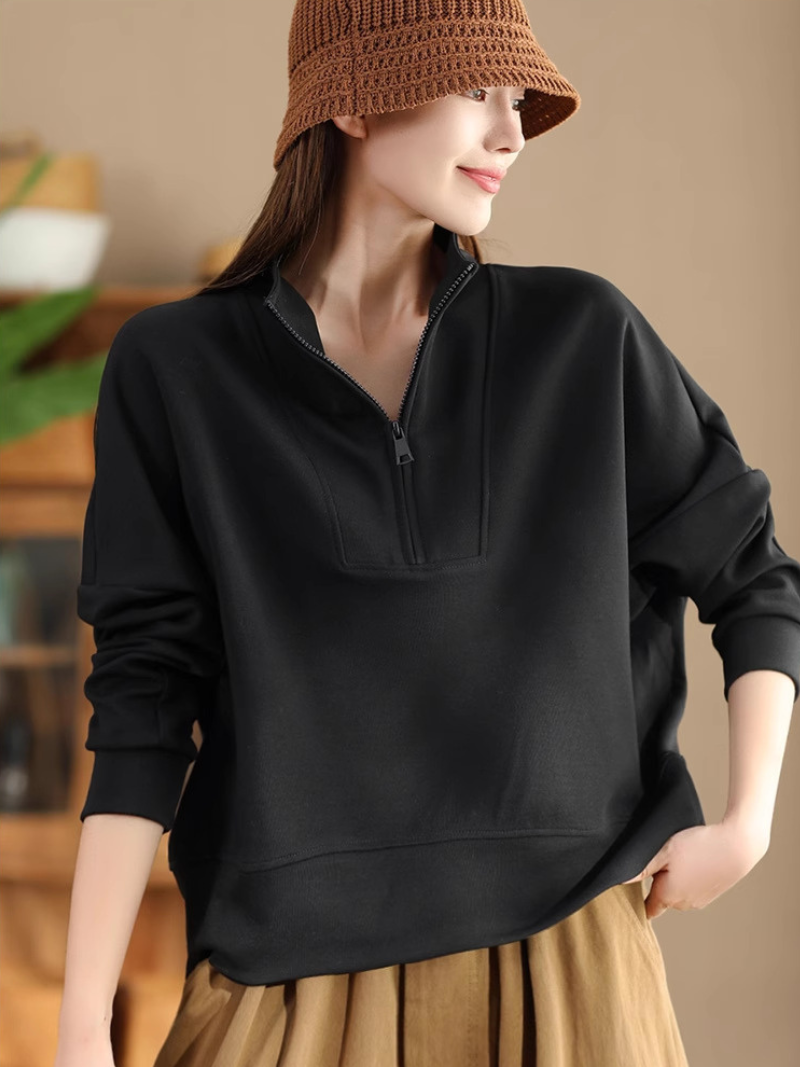 Cozy Women's Half Open Collar Loose Sweater | Eva Trends