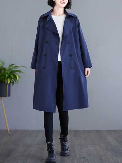 Minimal Acrylic Double-Breasted Women's Trench Coat for Elevated Everyday Style