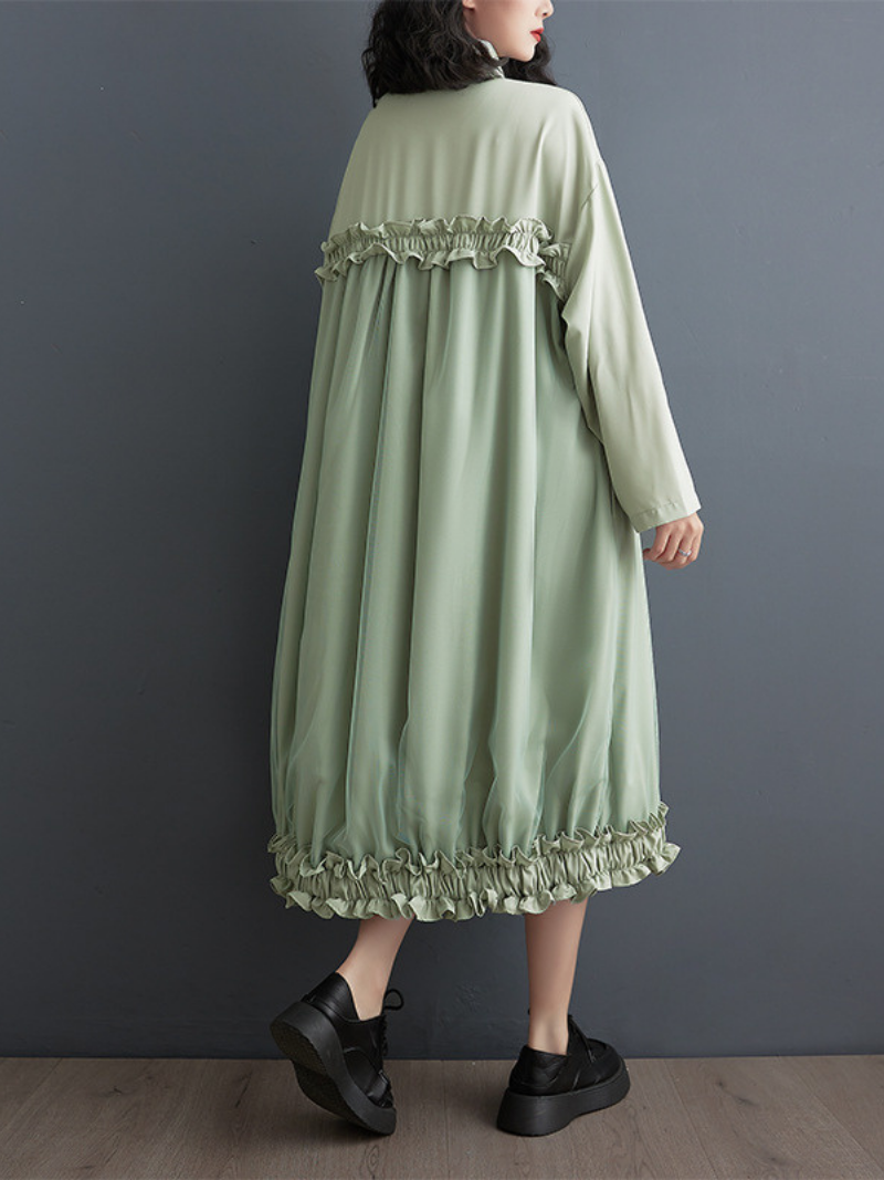 Women's Stand-up Collar Button Up Midi dress