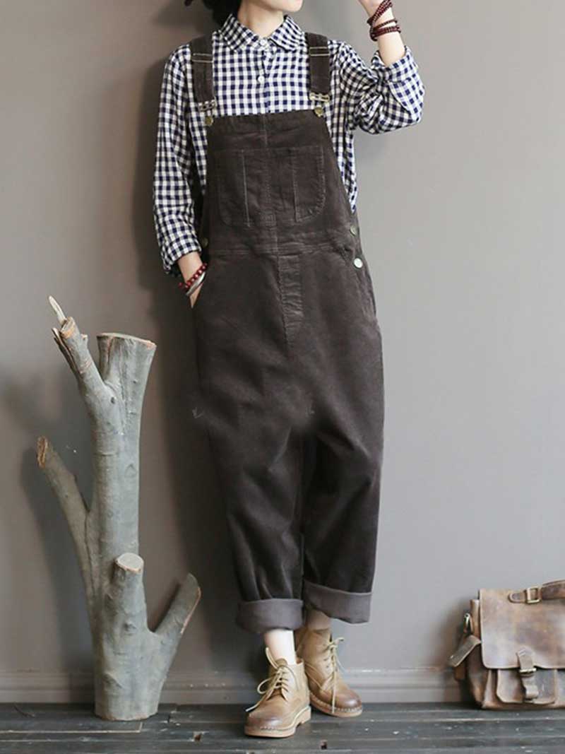 Relaxed Cotton Overalls with Adjustable Straps & Pockets