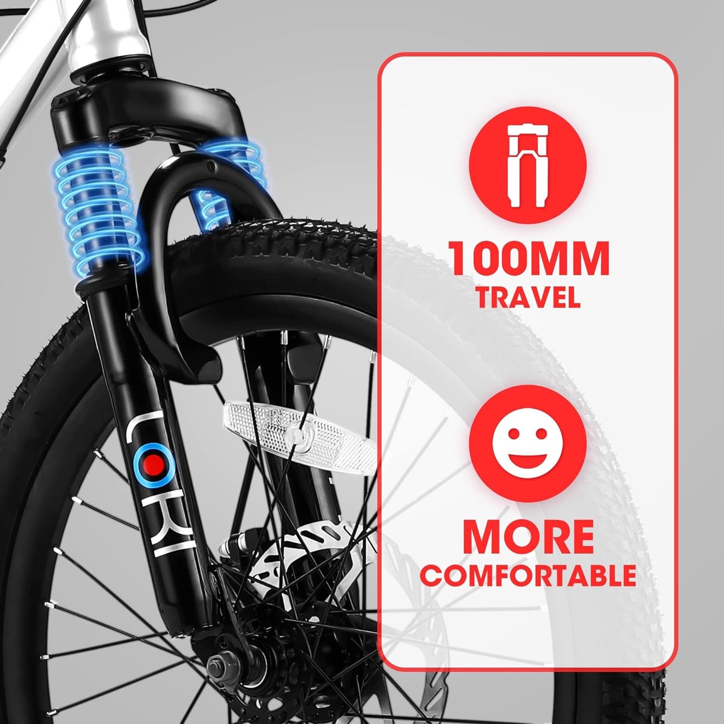 20" Kids Mountain Bike | Ages 6-12 | 7-Speed Shimano, Disc Brake & Front Suspension