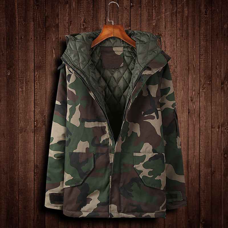 Men's Winter Camouflage Hooded Jacket – Warm Outdoor Outerwear