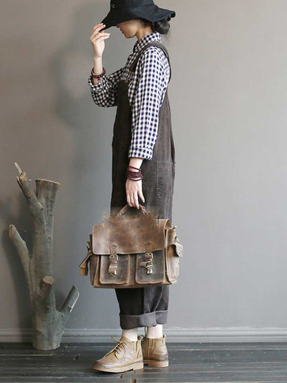 Relaxed Cotton Overalls with Adjustable Straps & Pockets