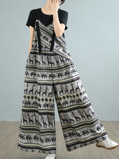 Trendy Printed Loose Overalls Jumpsuit for Women | Eva Trends