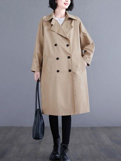 Minimal Acrylic Double-Breasted Women's Trench Coat for Elevated Everyday Style