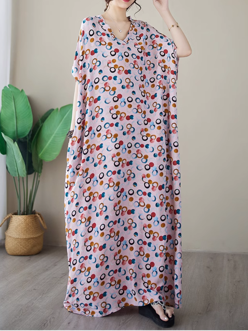 Women's Beach Big Dots V-neck Printed Kaftan dress