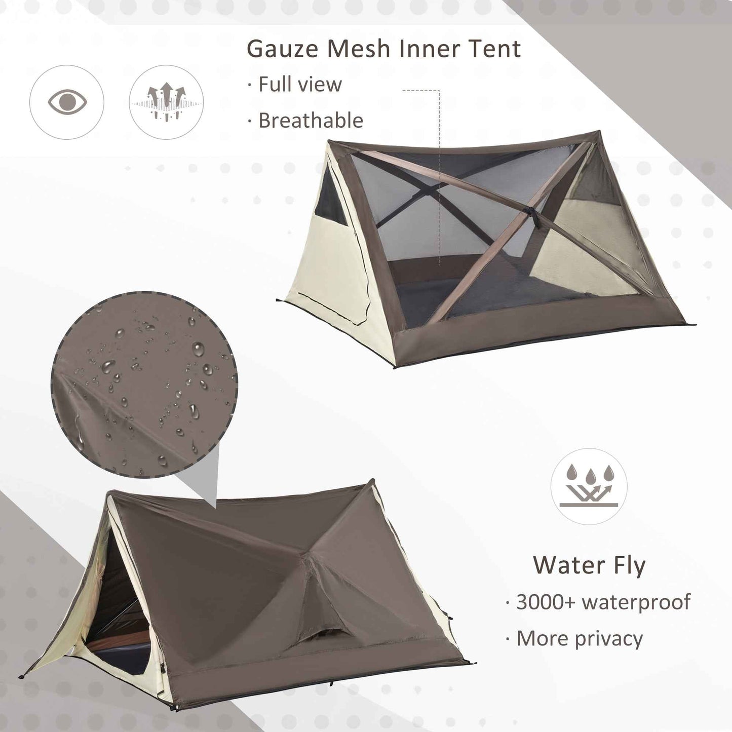 2-3 Person Pop-Up Camping Tent – Waterproof, Mesh Windows, Rainfly Included