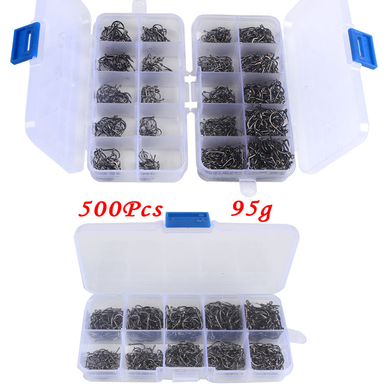 High-Carbon Steel Barbed Fishing Hook Set – 100 to 600 Pieces, Corrosion Resistant