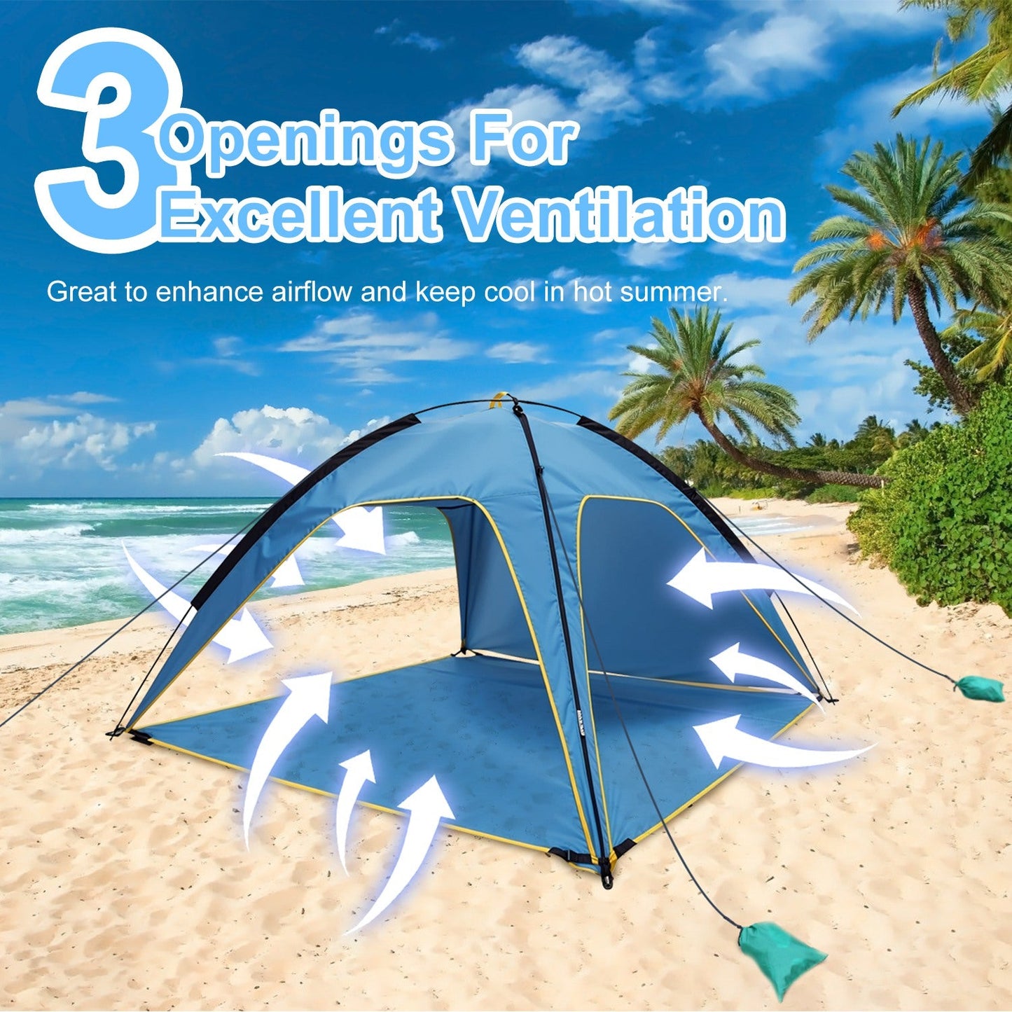 4-6 Person Beach Tent Canopy – UPF 50+ Sun Shelter