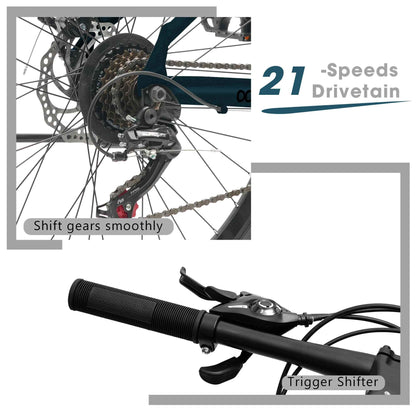26" All-Terrain Mountain Bike | 21-Speed, Mechanical Disc Brakes & Front Suspension