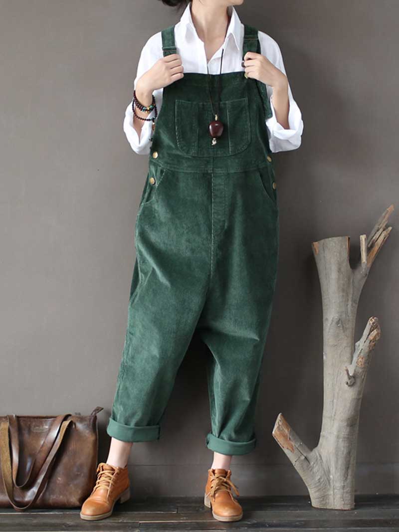 Relaxed Cotton Overalls with Adjustable Straps & Pockets