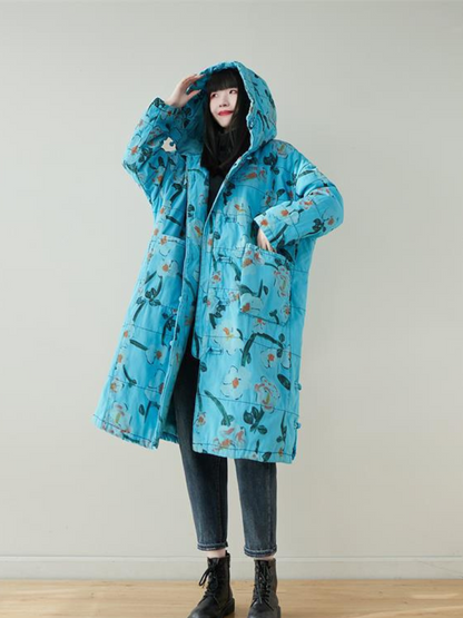 Women's Cozy Front Pockets Button Hooded Jacket